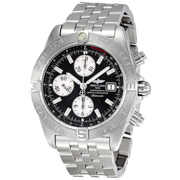 Breitling Chrono Galactic Black Dial Men's Watch SS A1336410-B719
