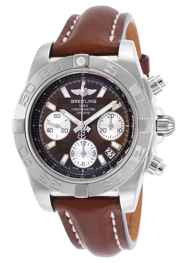 Breitling Chronomat 41 Chronograph Brown Dial Brown Leather Men's Watch BRSLT AB014012-Q583