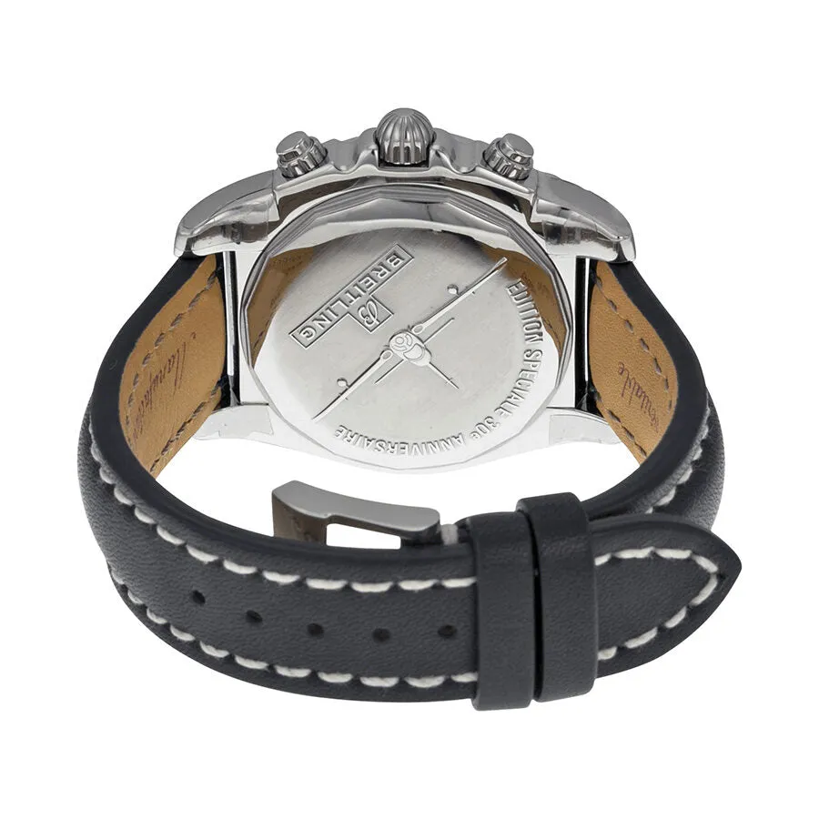 Breitling Chronomat 41 Mechanical Silver Dial Black Leather Men's Watch AB01442J-G787BKLT