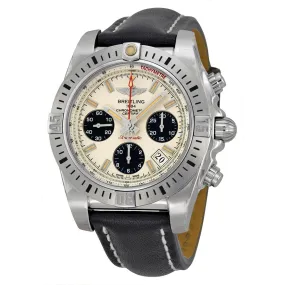 Breitling Chronomat 41 Mechanical Silver Dial Black Leather Men's Watch AB01442J-G787BKLT