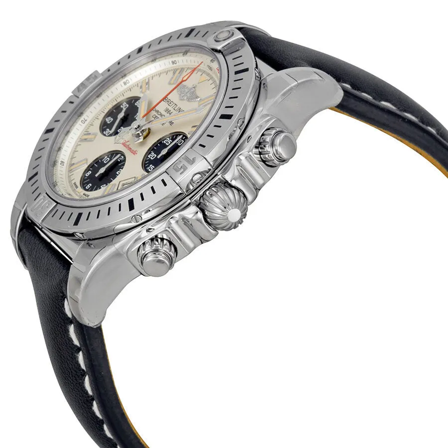 Breitling Chronomat 41 Mechanical Silver Dial Black Leather Men's Watch AB01442J-G787BKLT