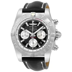 Breitling Chronomat 44 Black Dial Black Leather Men's Watch AB011011-B967BKLT AB011012-B967-435X-A20BA.1
