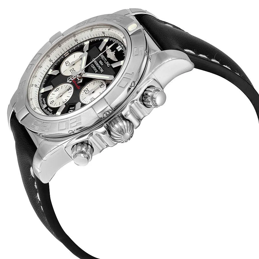 Breitling Chronomat 44 Black Dial Black Leather Men's Watch AB011011-B967BKLT AB011012-B967-435X-A20BA.1