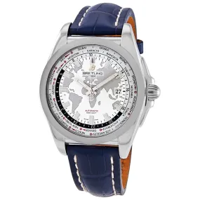 Breitling Galactic Unitime Antarctica White Dial Blue leather Men's Watch WB3510U0-A777BLCT WB3510U0/A777BLCT