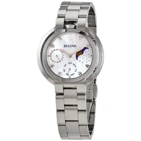 Bulova Rubaiyat Quartz Diamond White Mother of Pearl Dial Ladies Watch 96P213