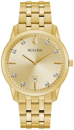 Bulova Sutton Gold Tone Men Diamond Men Watch 97D123