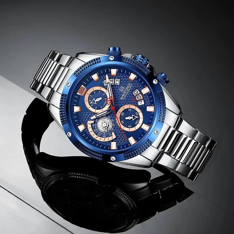 Business Quartz Calendar Male Watches Waterproof Stainless Steel Men Wristwatch