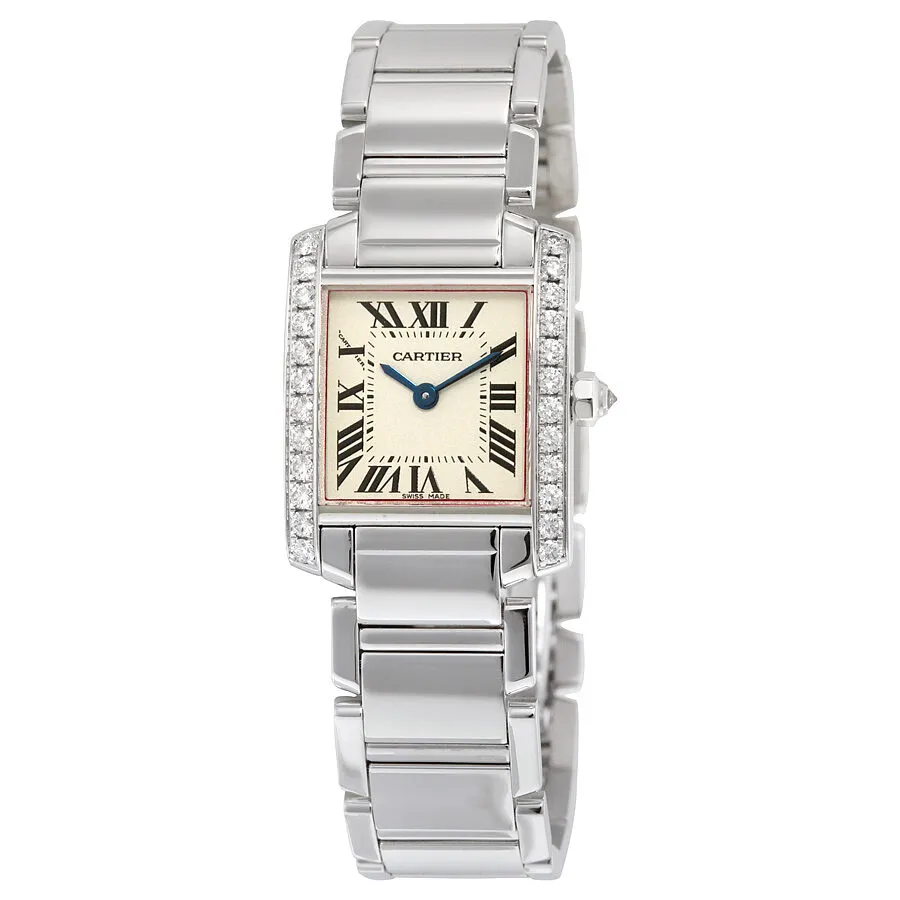 Cartier Tank Francaise 18kt White Gold Diamond Ladies Watch WE1002S3