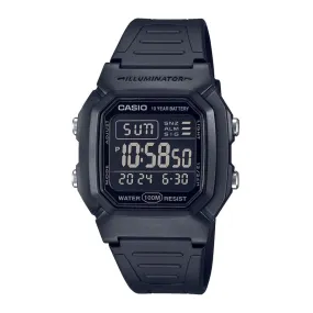 Casio W800H-1BV Classic Digital Watch with Blackout Dial, Dual Time and 5 Alarms