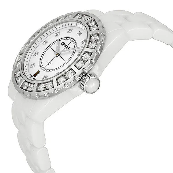 Chanel J12 Diamond Bezel White Ceramic Unisex Watch H2430
