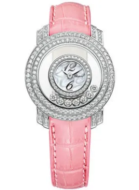 Chopard Happy Diamond Mother of Pearl Dial Pink Leather Strap Ladies Watch 209245-1001