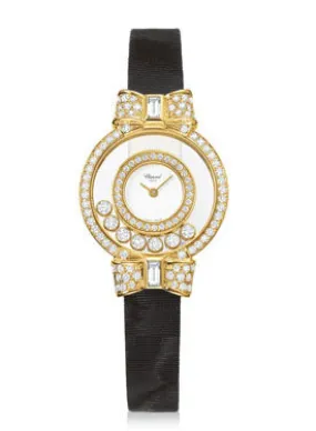 Chopard Happy Diamonds White Dial Black Fabric Strap Ladies Watch 205020-0001