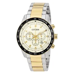 Citizen Cream Dial Men's Two Tone Chronograph Watch AN8076-57P