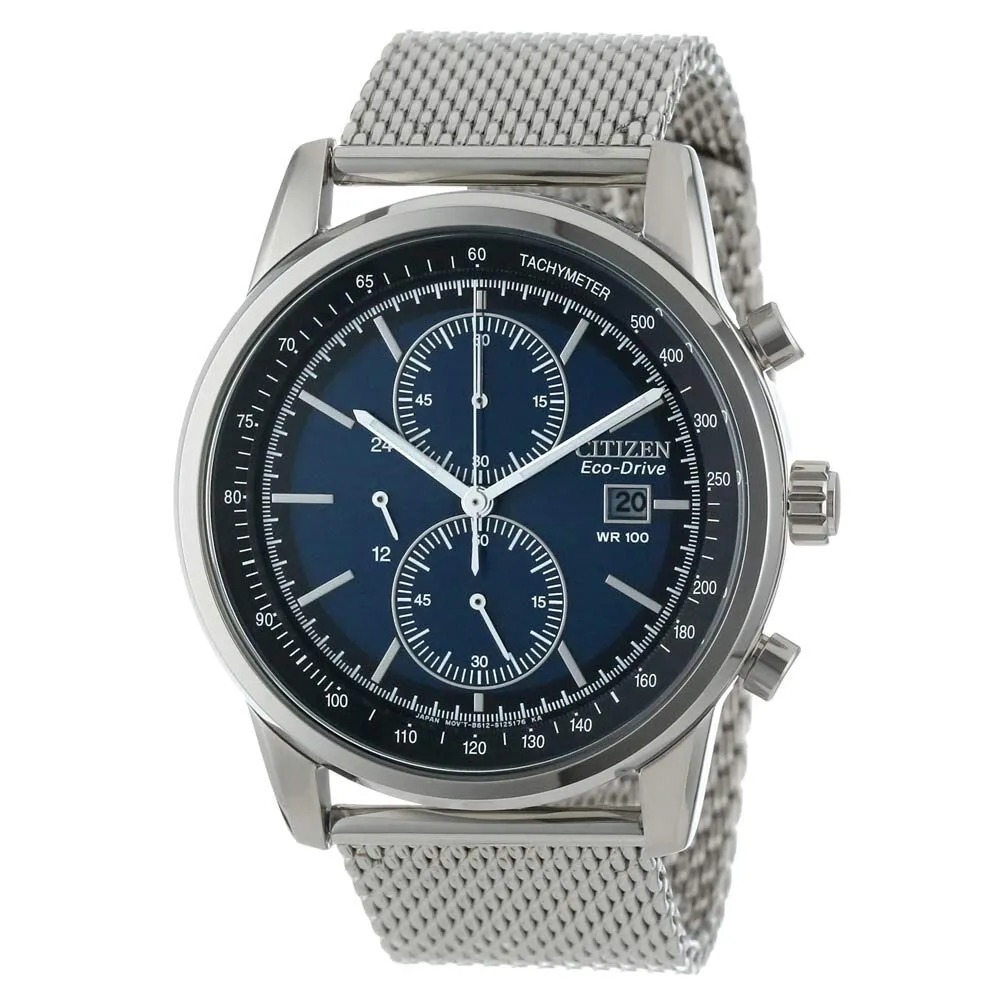 Citizen Eco Drive Blue Dial Chronograph Stainless Steel Men's Watch CA0331-56L