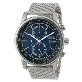 Citizen Eco Drive Blue Dial Chronograph Stainless Steel Men's Watch CA0331-56L