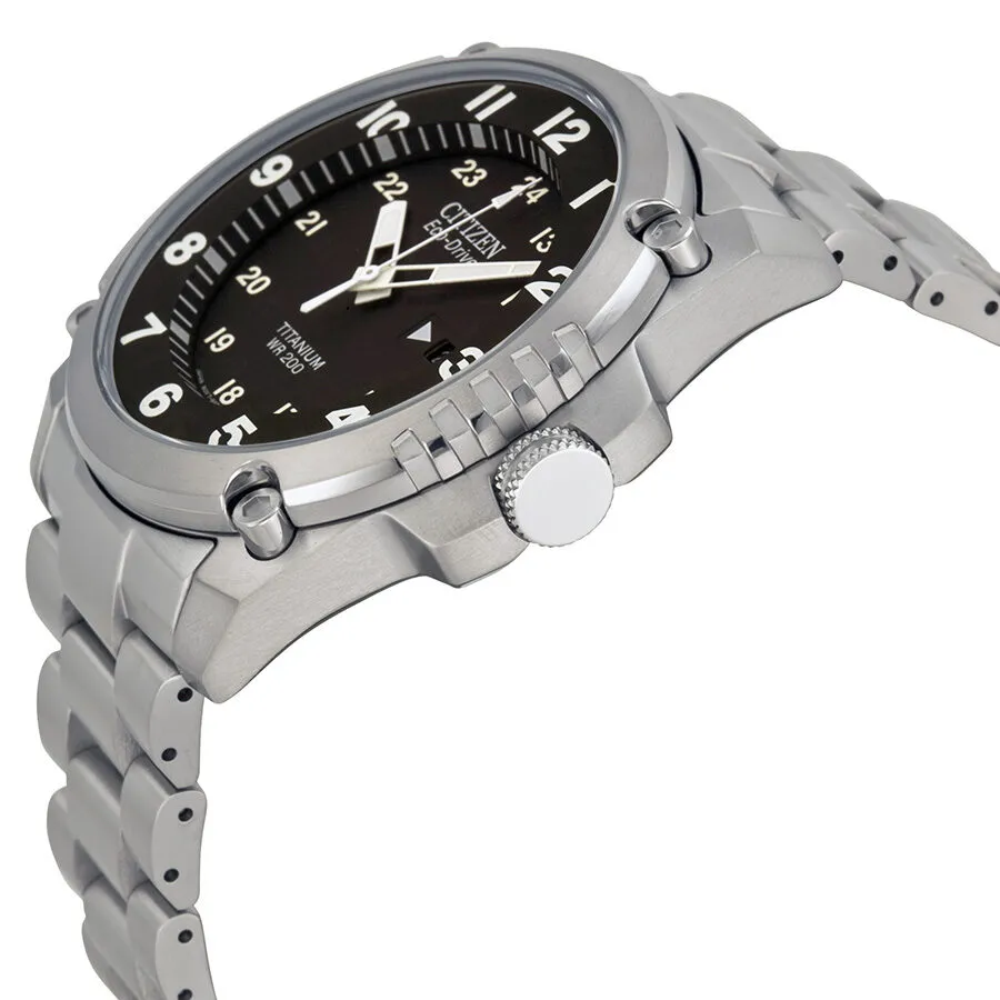 Citizen Eco Drive STX43 Black Dial Titanium Men's Watch BJ8070-51E