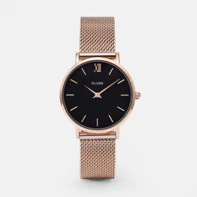Cluse Minuit Mesh Rose Gold/ Black Watch