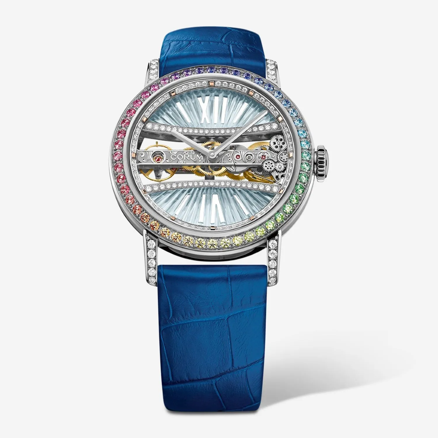 Corum Golden Bridge Round 39 18K White Gold Manual Wind Ladies Watch B113/03404
