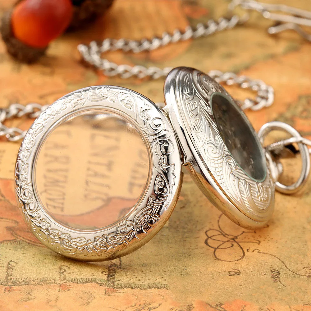 Creative Fashion Transparent Flip Roman Digital Manual Manipulator Pocket Watch
