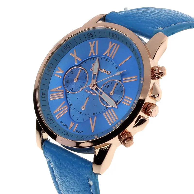 Creative Fashion Watch Roman Numerals Faux Leather Analog Quartz Wach Women Wrist Watch