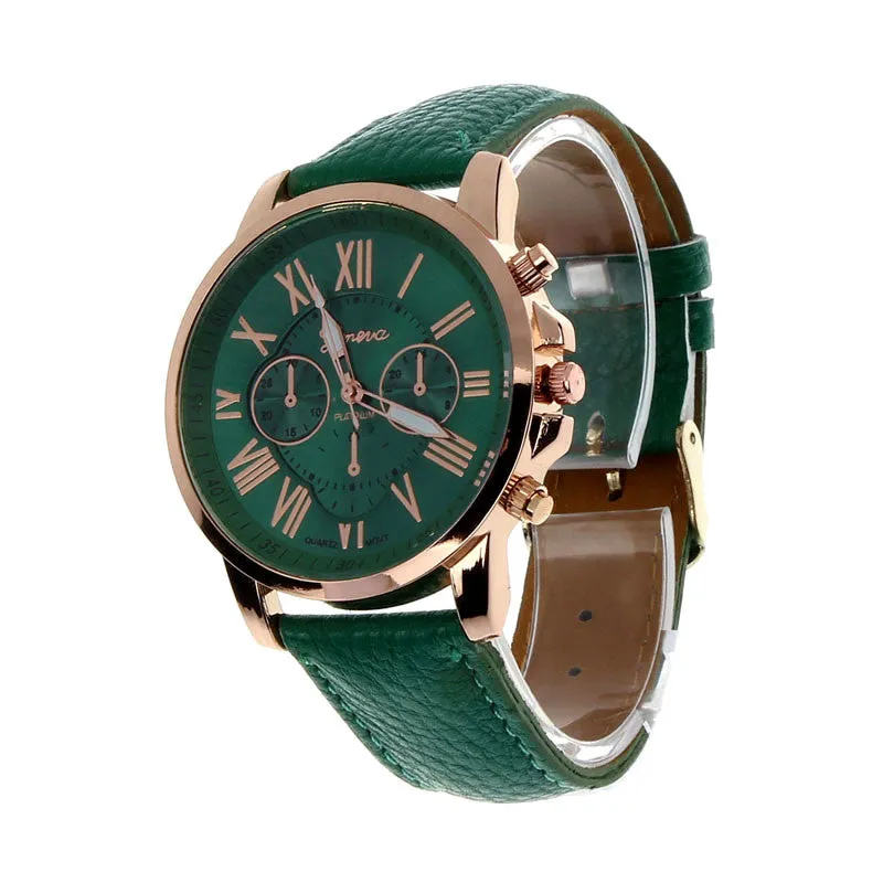 Creative Fashion Watch Roman Numerals Faux Leather Analog Quartz Wach Women Wrist Watch
