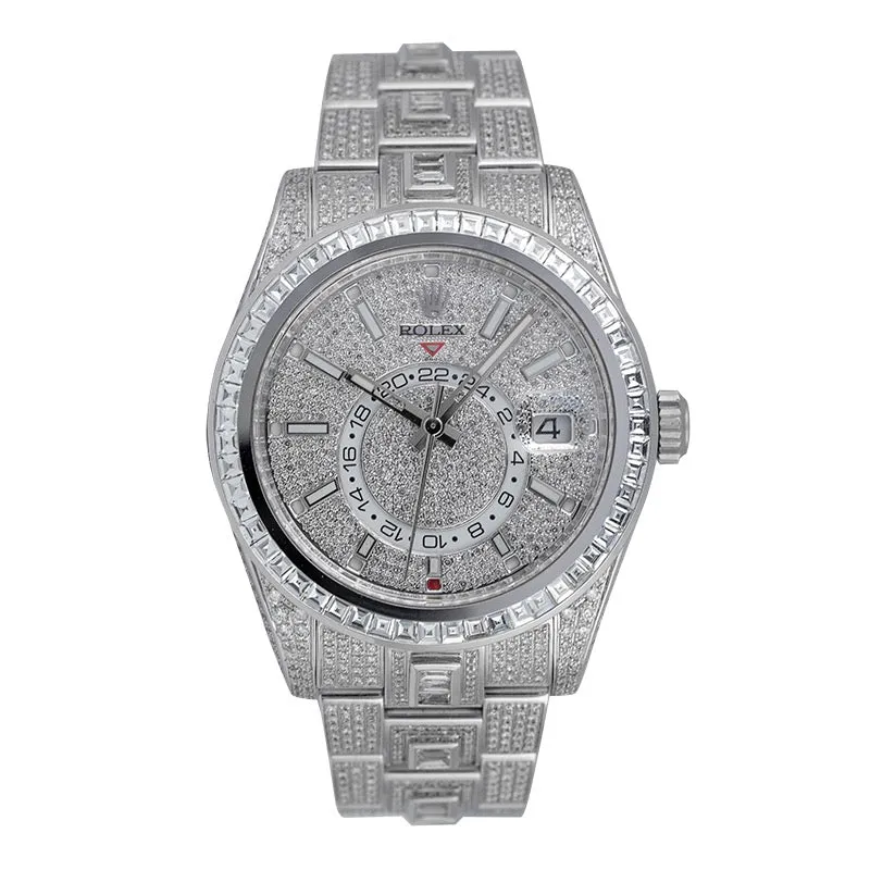Custom Diamond Set Rolex Sky-Dweller Steel 326934 Watch