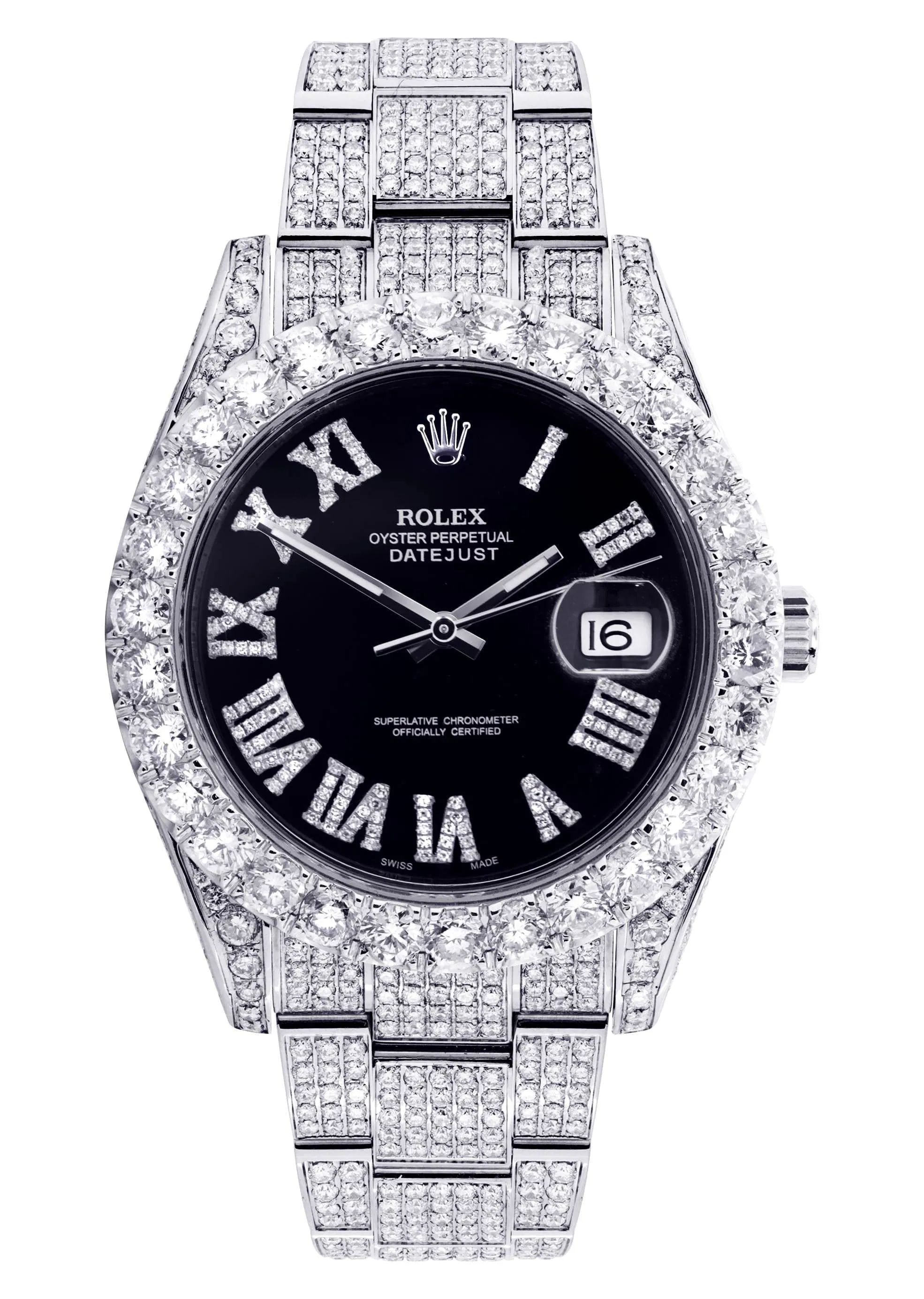 Diamond Rolex Datejust 41 | Custom Diamond Dial | Stainless Steel | 19.5 Carats