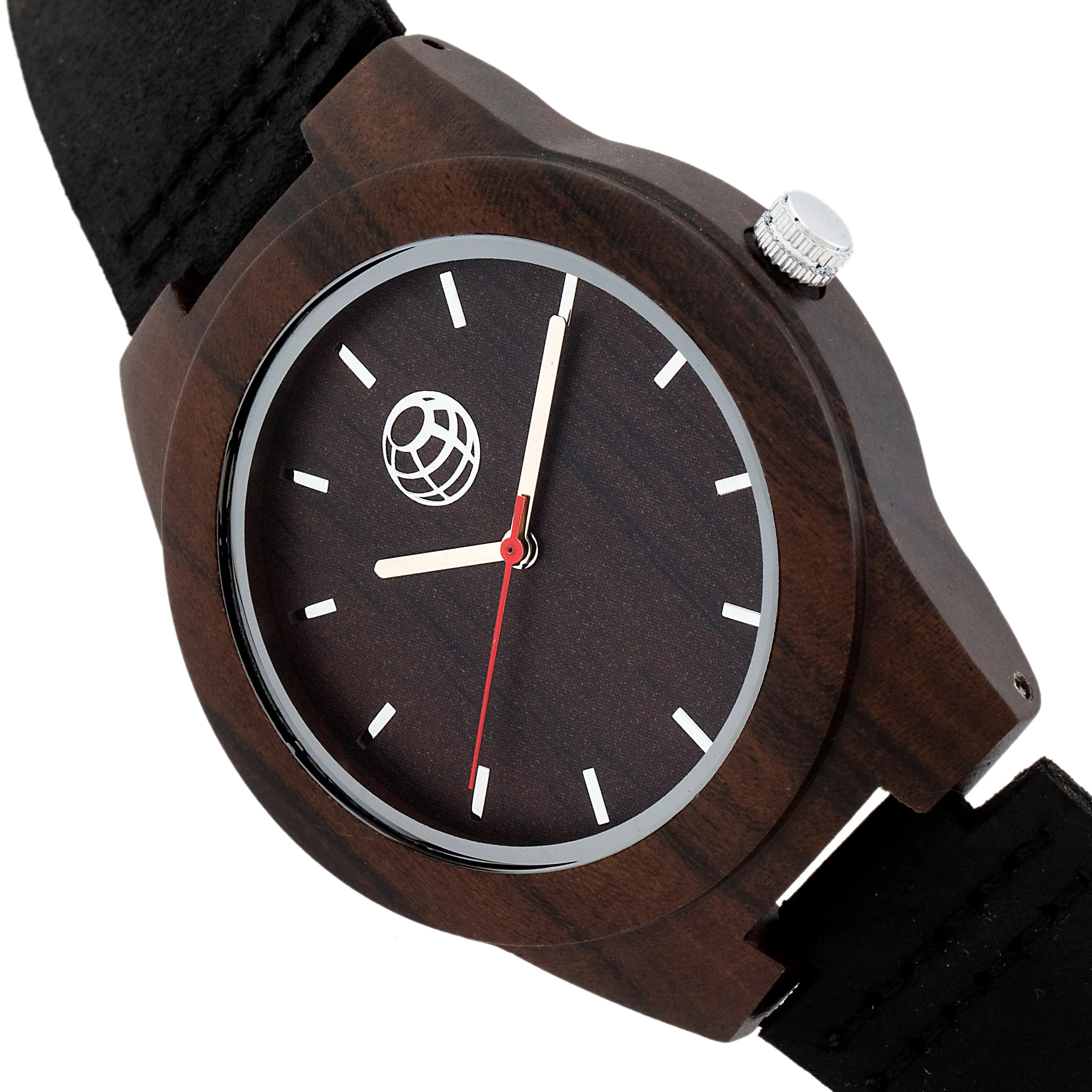 Earth Wood Aztec Leather-Band Watch - Dark Brown