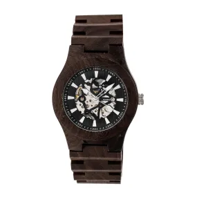Earth Wood Gobi Automatic Skeleton Bracelet Watch - Dark Brown