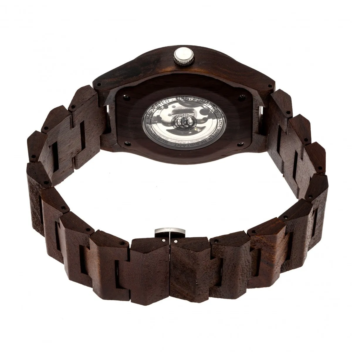 Earth Wood Gobi Automatic Skeleton Bracelet Watch - Dark Brown