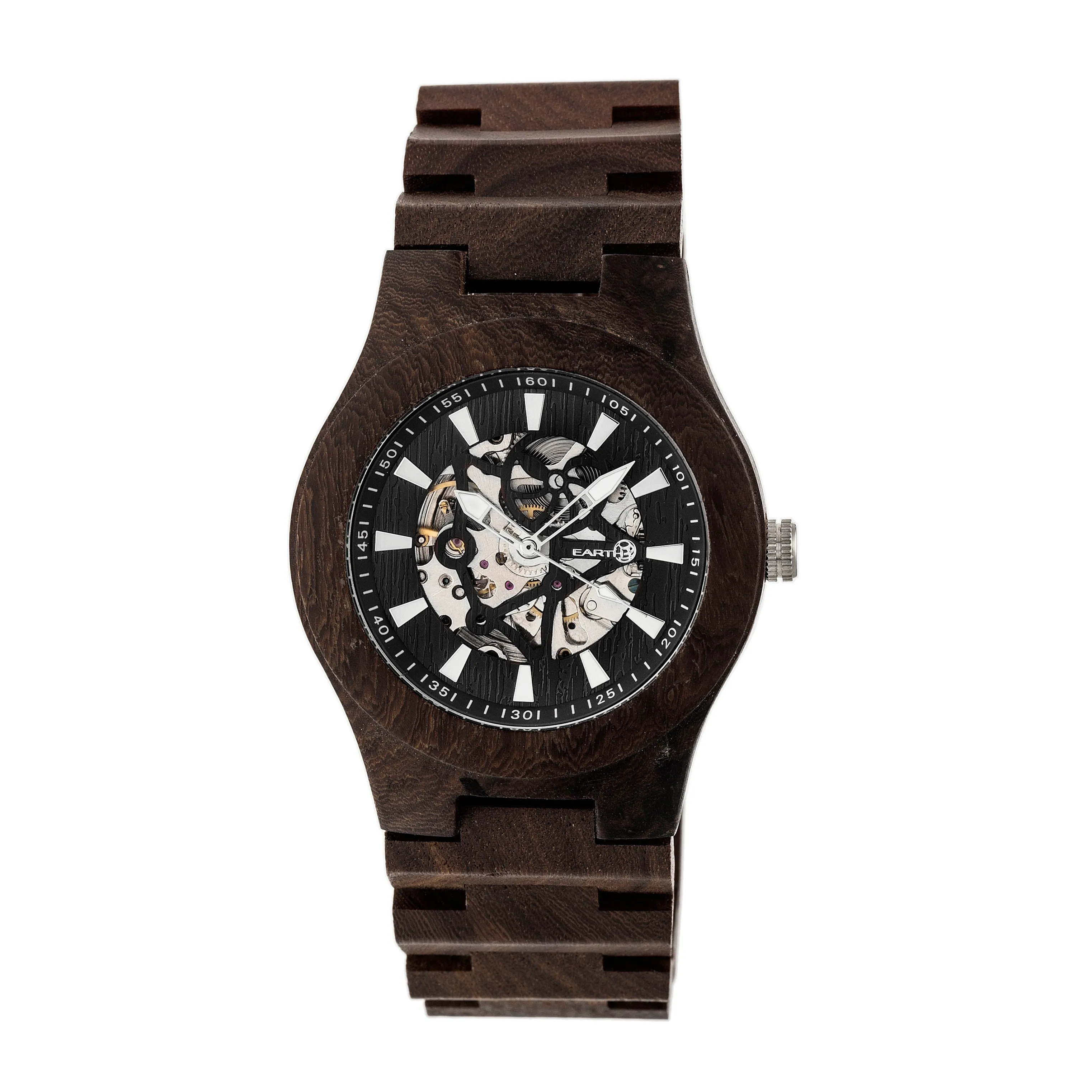 Earth Wood Gobi Automatic Skeleton Bracelet Watch - Dark Brown