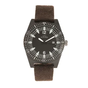 Elevon Jeppesen Pressed Wool Leather-Band Watch w/Date - Dark Brown