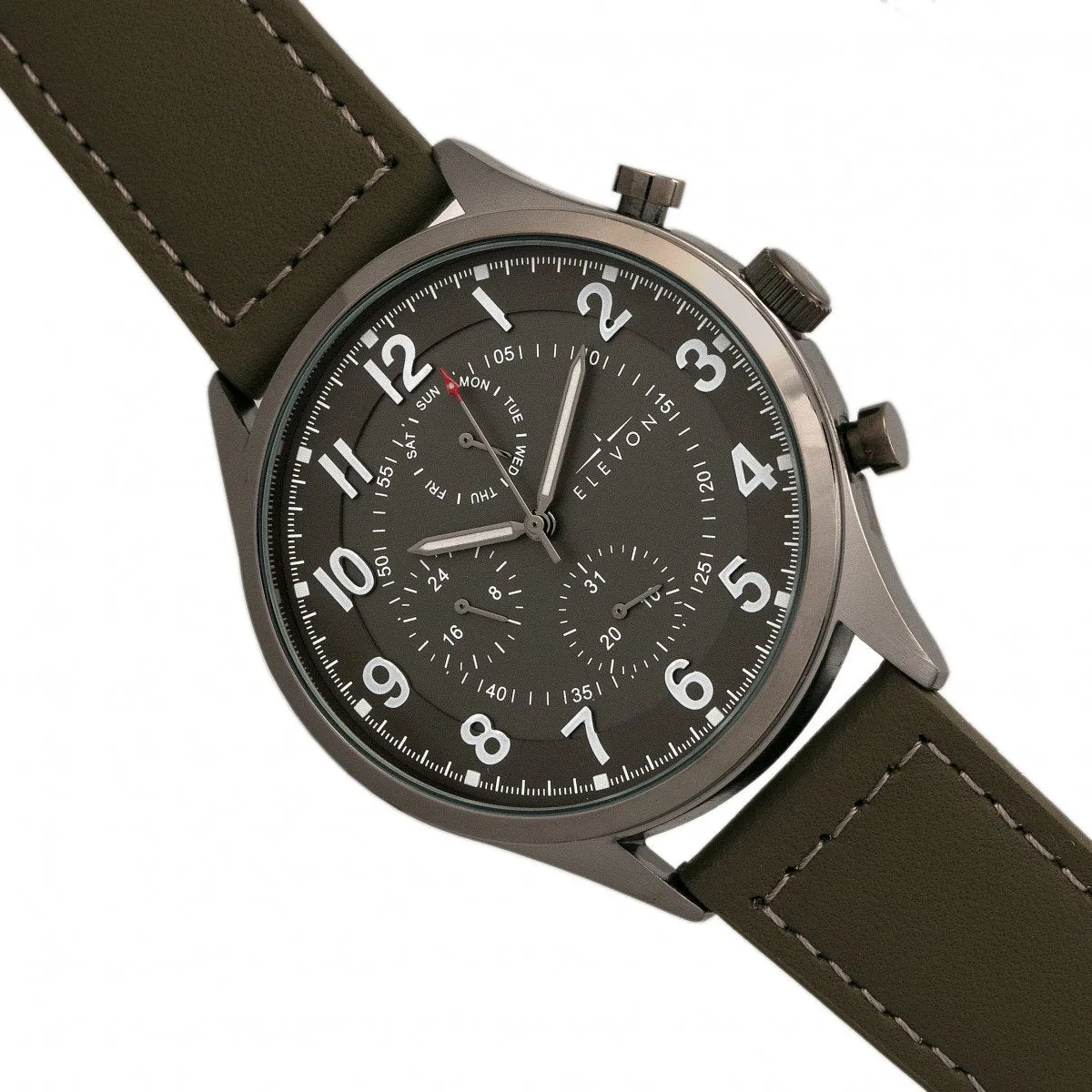 Elevon Lindbergh Leather-Band Watch w/Day/Date