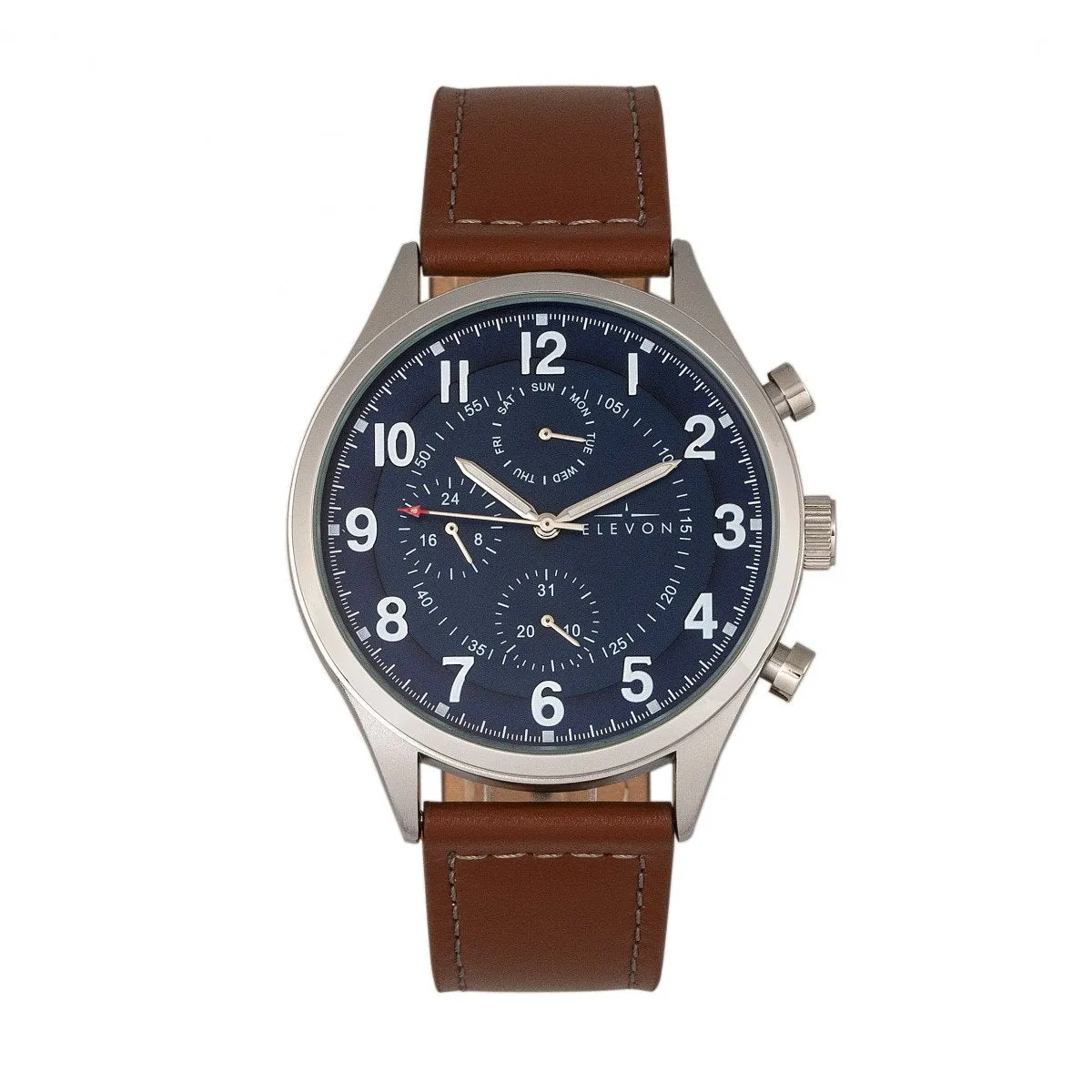 Elevon Lindbergh Leather-Band Watch w/Day/Date