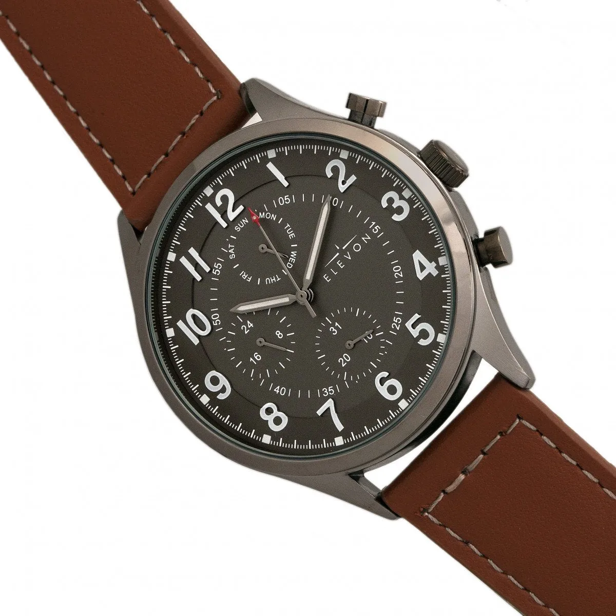 Elevon Lindbergh Leather-Band Watch w/Day/Date
