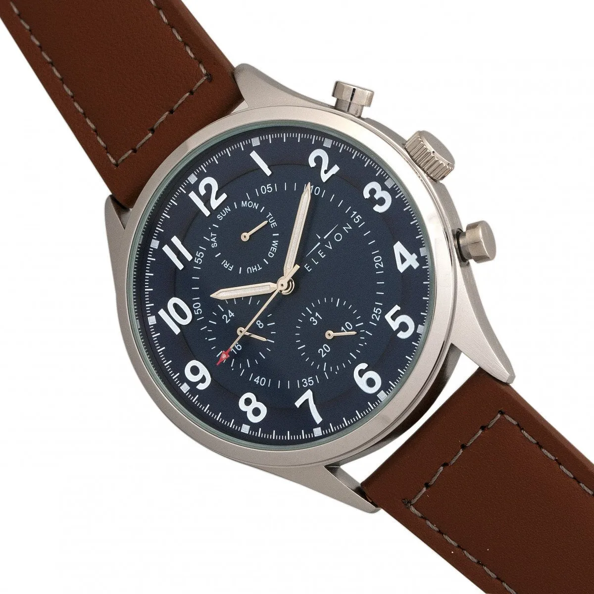 Elevon Lindbergh Leather-Band Watch w/Day/Date