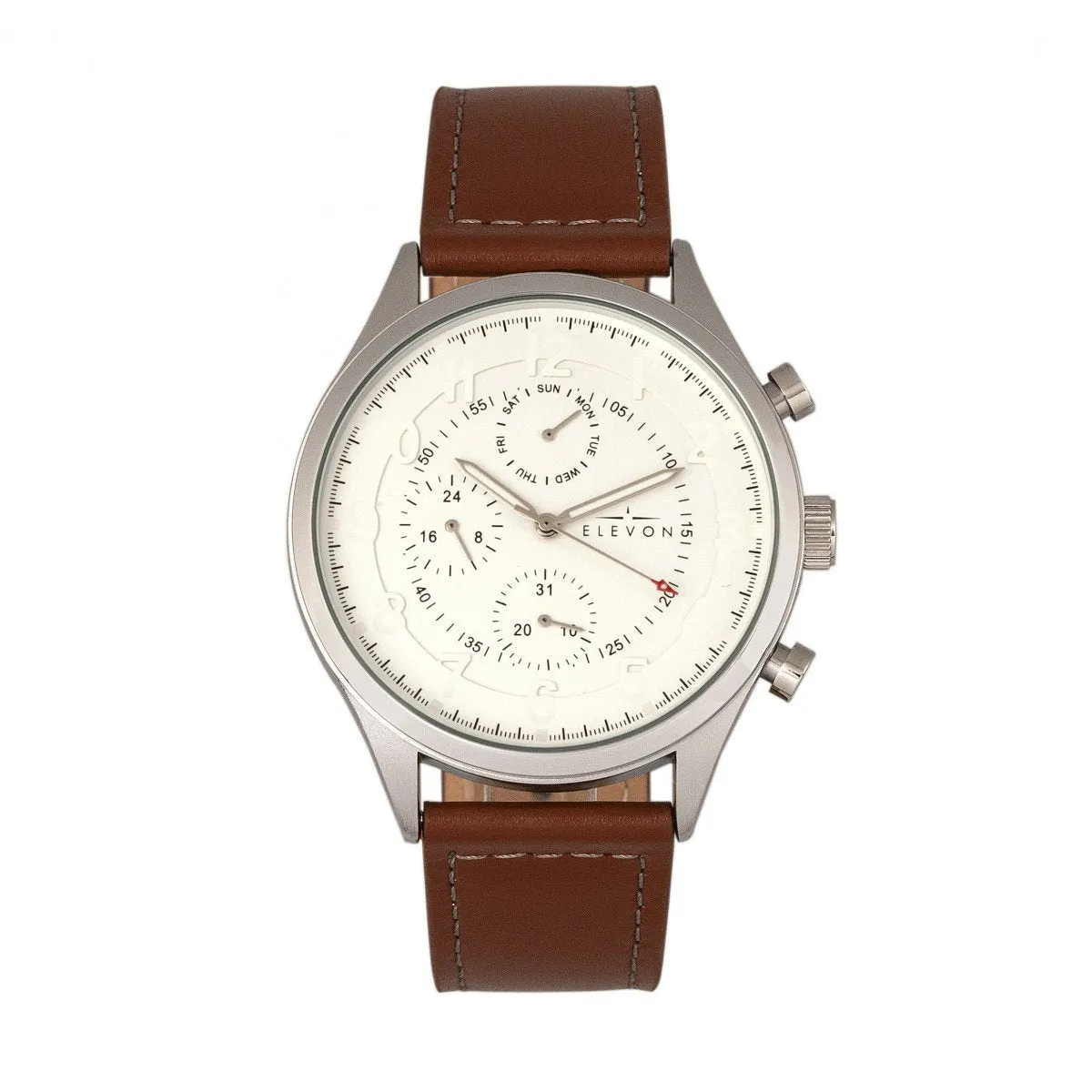 Elevon Lindbergh Leather-Band Watch w/Day/Date