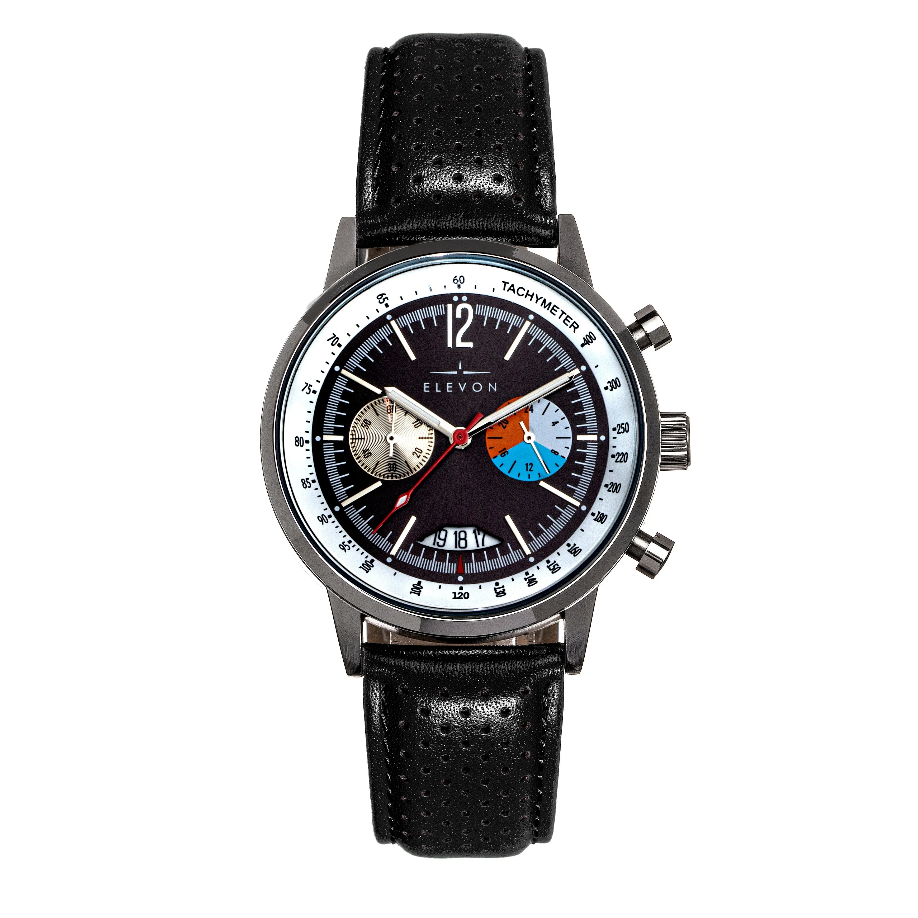 Elevon Torque Genuine Leather-Band Watch w/Date
