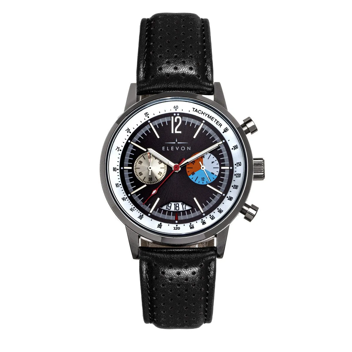 Elevon Torque Genuine Leather-Band Watch w/Date
