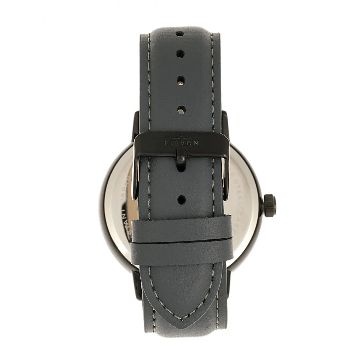 Elevon Vin Leather-Band Watch w/Date - Black/Grey