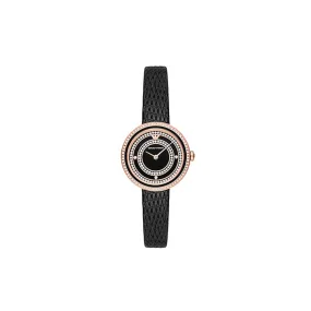 Emporio Armani Two-Hand Black Leather 30mm Watch