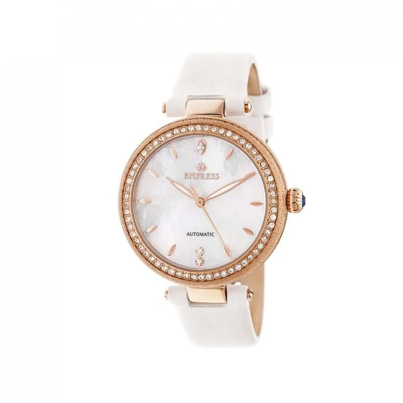 Empress Louise Automatic MOP Leather-Band Watch