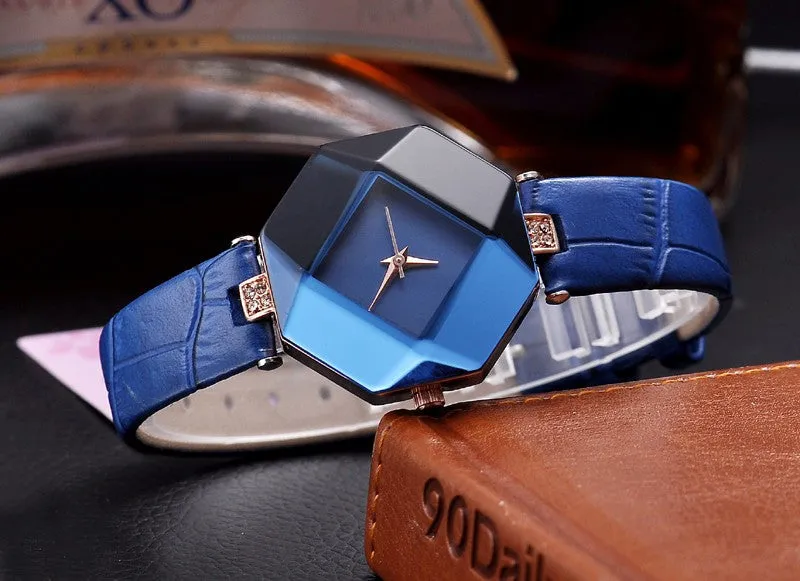 Fashion Blue Stone Crystal Quartz Watch quartz-watch Women Watches