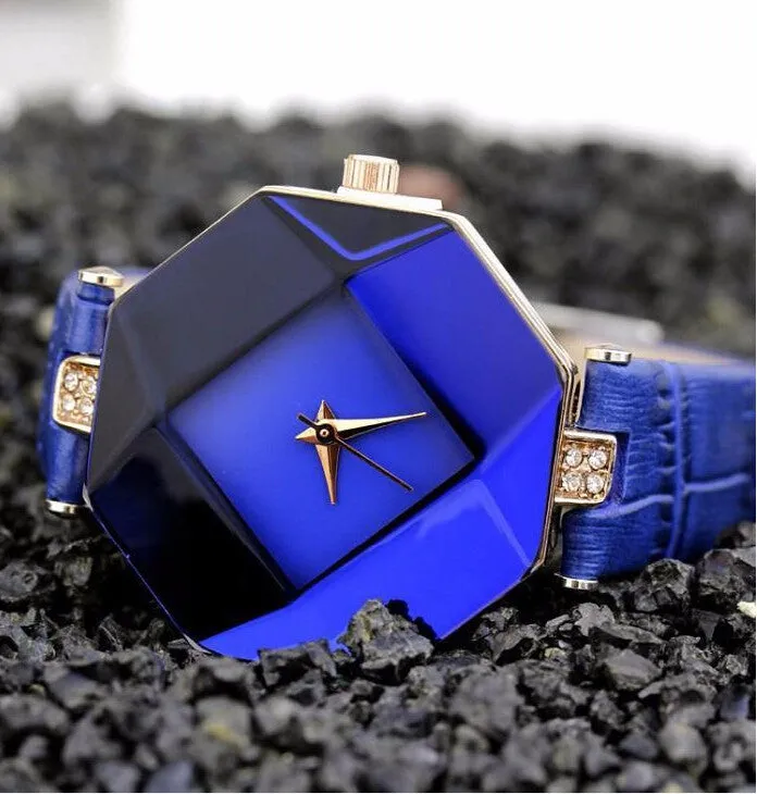 Fashion Blue Stone Crystal Quartz Watch quartz-watch Women Watches
