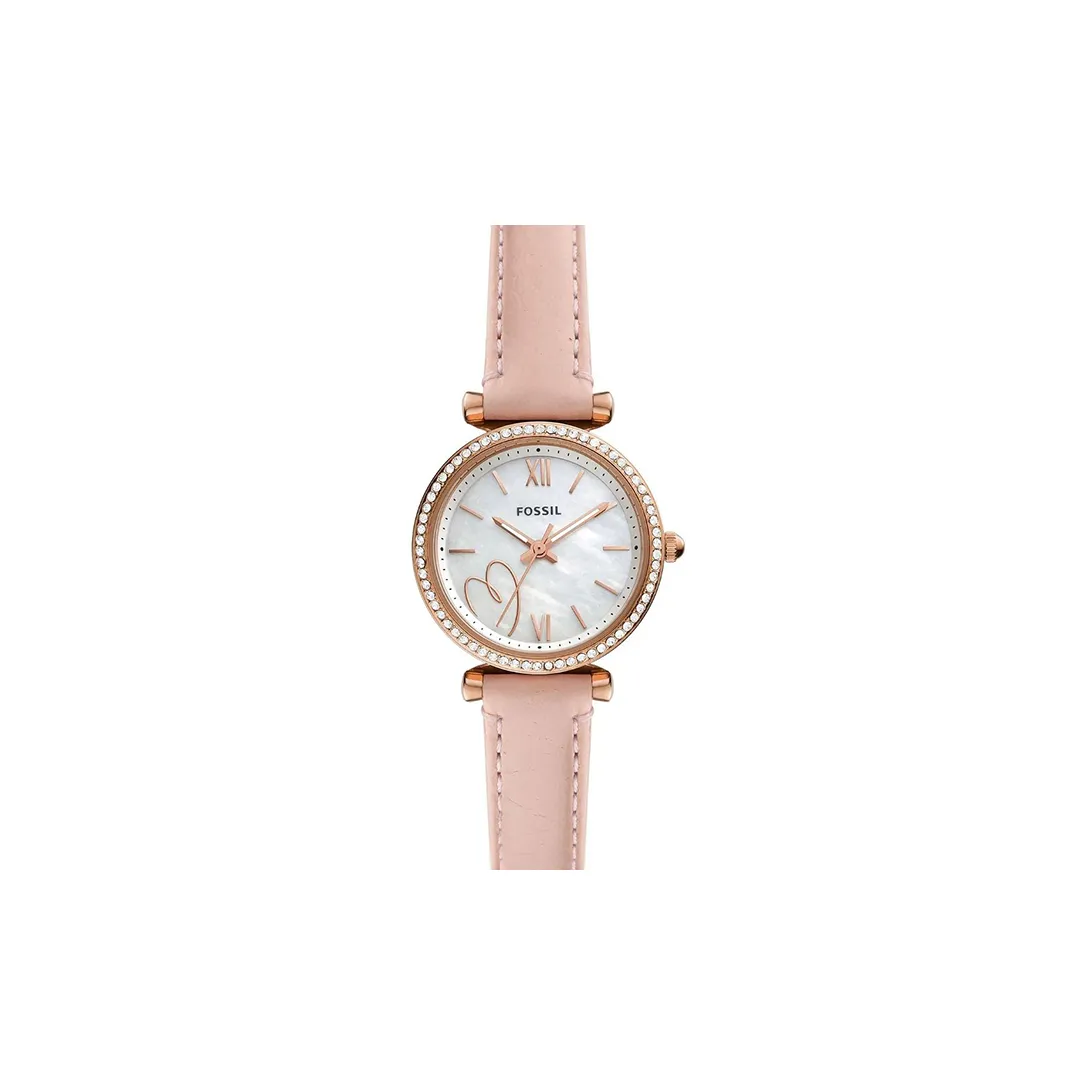 Fossil Carlie Three-Hand Blush Leather Watch