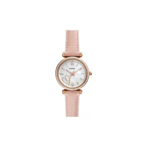 Fossil Carlie Three-Hand Blush Leather Watch