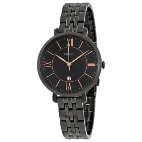 Fossil Jacquline Black Dial Black Ion-plated Ladies Watch ES3614