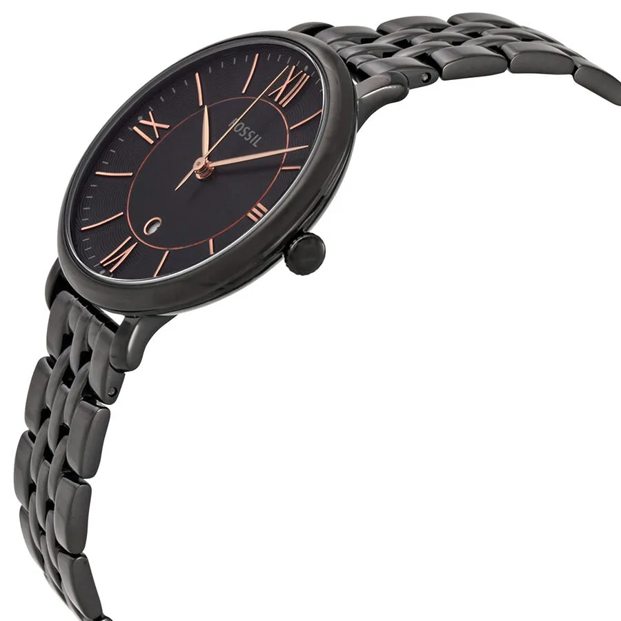 Fossil Jacquline Black Dial Black Ion-plated Ladies Watch ES3614