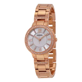 Fossil Virginia Silver Dial Rose Gold-tone Ladies Watch ES3284