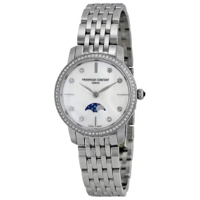 Frederique Constant Slimline Moonphase Mother of Pearl Diamond Dial Ladies Watch FC-206MPWD1SD6B